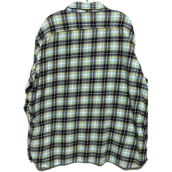 Levis The Worker Relaxed Fit Plaid Flannel Shirt Men XXL Green Blue Casual Cozy - Picture 7 of 9